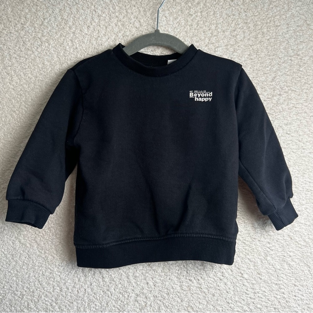 Zara Black Crew Neck Infant Sweatshirt Beyond Happy Size 12-18 Months